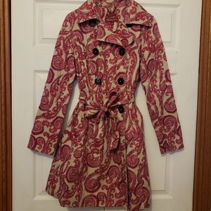 Pink Paisley Trench Coat